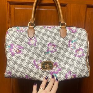Ralph lauren satchel floral barrel bag